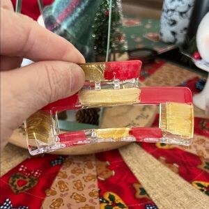 New Red and Gold Acrylic Hair Clip